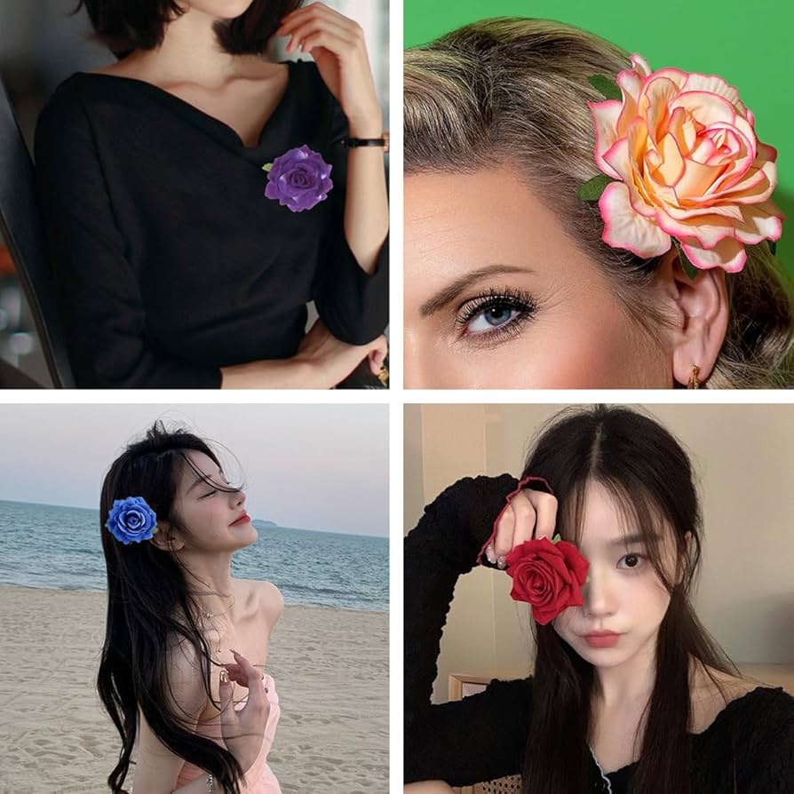 Amazon.co.jp: Getrays 2個 バラの花 ヘアクリップ、レディース